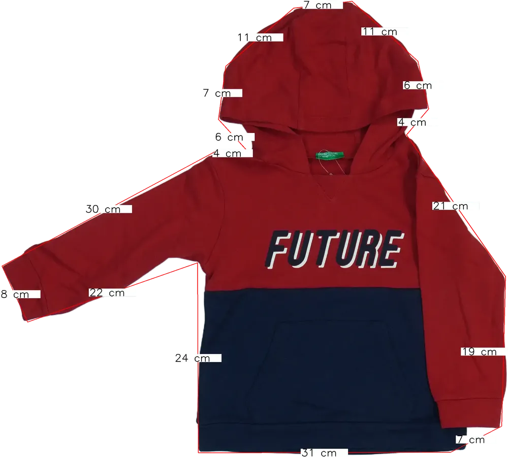 Piros Benetton Kapucnis pulóver EU 92 / UK 2 év / US 2T