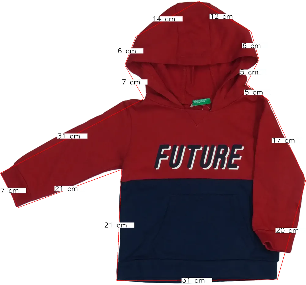 Piros Benetton Kapucnis pulóver EU 86 / UK 12-18 hónap / US 18 hónap