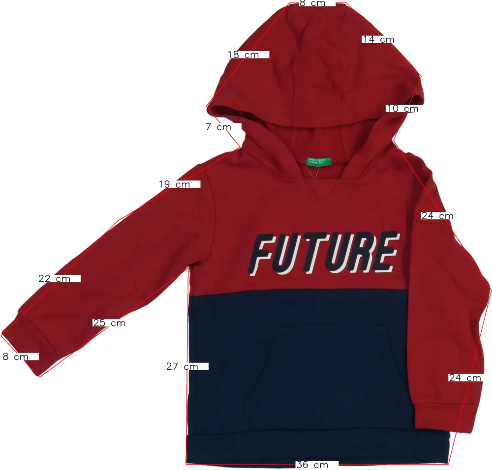 Piros Benetton Kapucnis pulóver EU 104 / UK 4 év / US 4T/XS