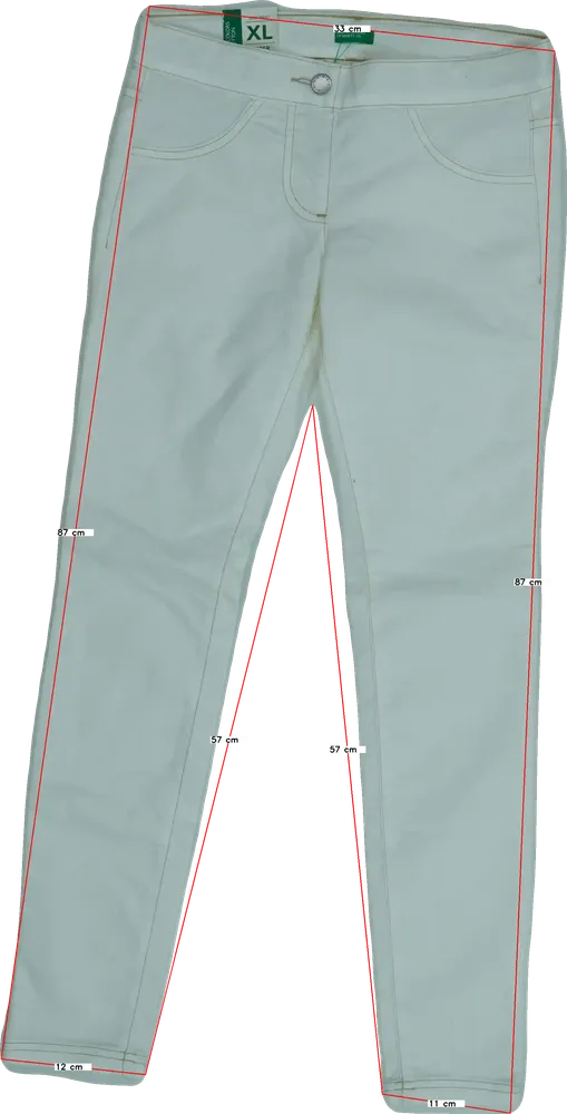 Fehér Benetton Farmernadrág EU 146 / UK 11 év / US 12 év/L