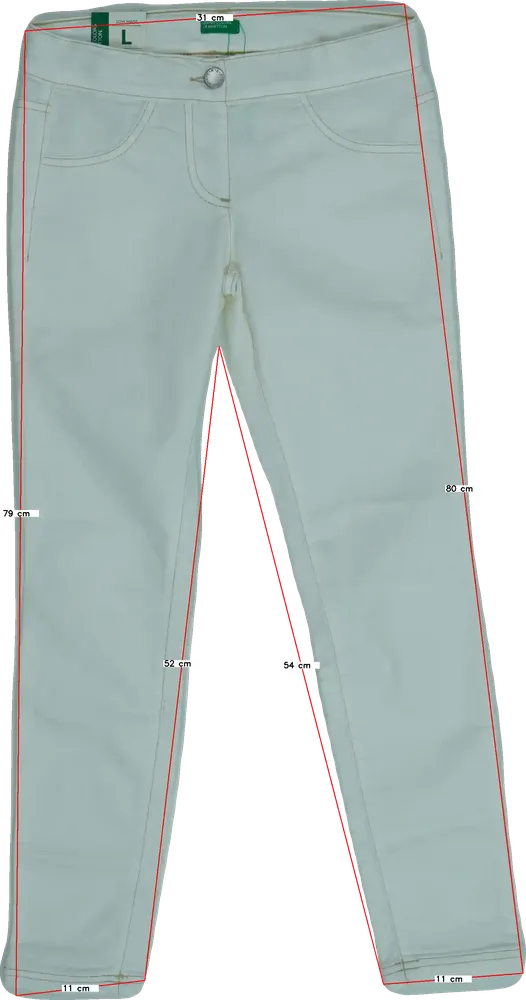 Fehér Benetton Farmernadrág EU 140 / UK 10 év / US 10 év/L