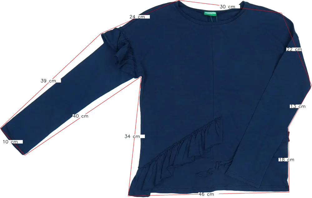 Kék Benetton Hosszú ujjú felső EU 152 / UK 12 év / US 12 év/L