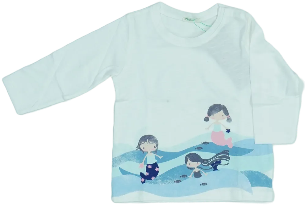 Fehér Benetton Hosszú ujjú felső EU 74 / UK 6-9 hónap / US 6-9 hónap