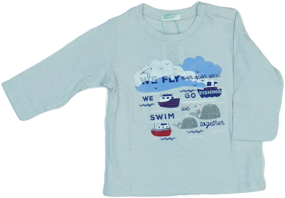 Szürke Benetton Hosszú ujjú felső EU 68 / UK 3-6 hónap / US 3-6 hónap