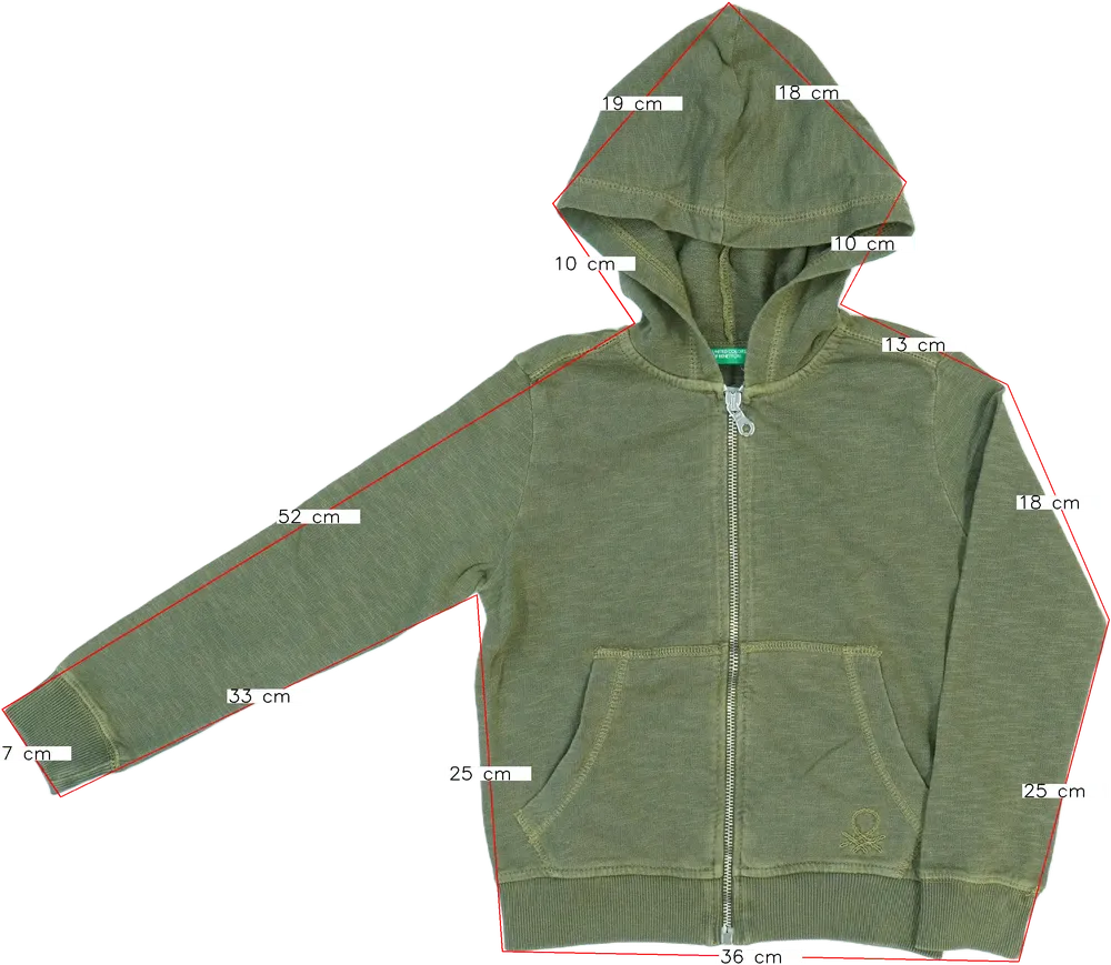 Zöld Benetton Kapucnis pulóver EU 122 / UK 7 év / US 7 év/M