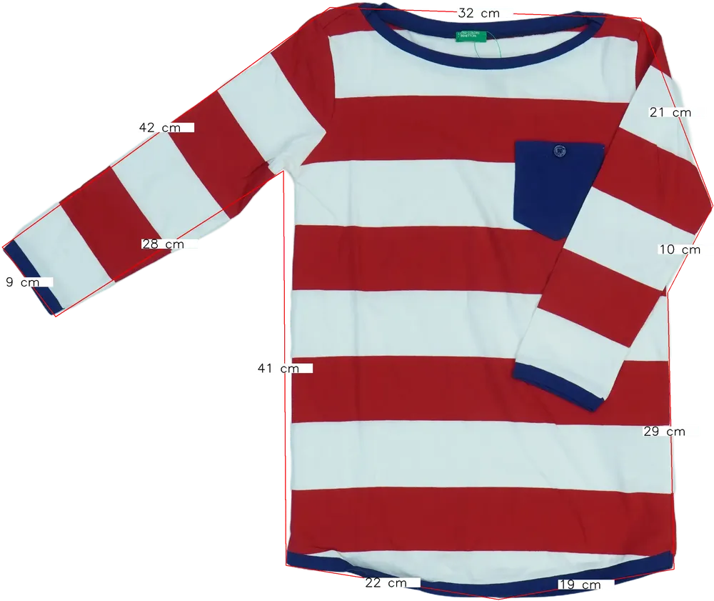 Többszínű Benetton Hosszú ujjú felső EU 152 / UK 12 év / US 12 év/L