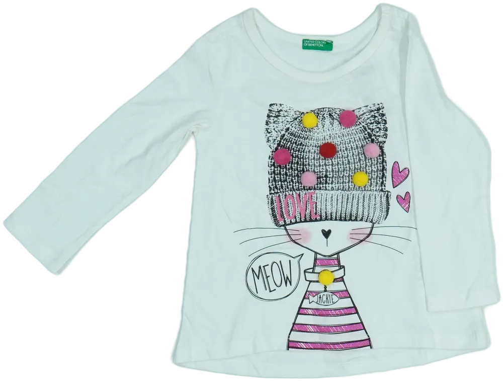 Fehér Benetton Hosszú ujjú felső EU 92 / UK 2 év / US 2T