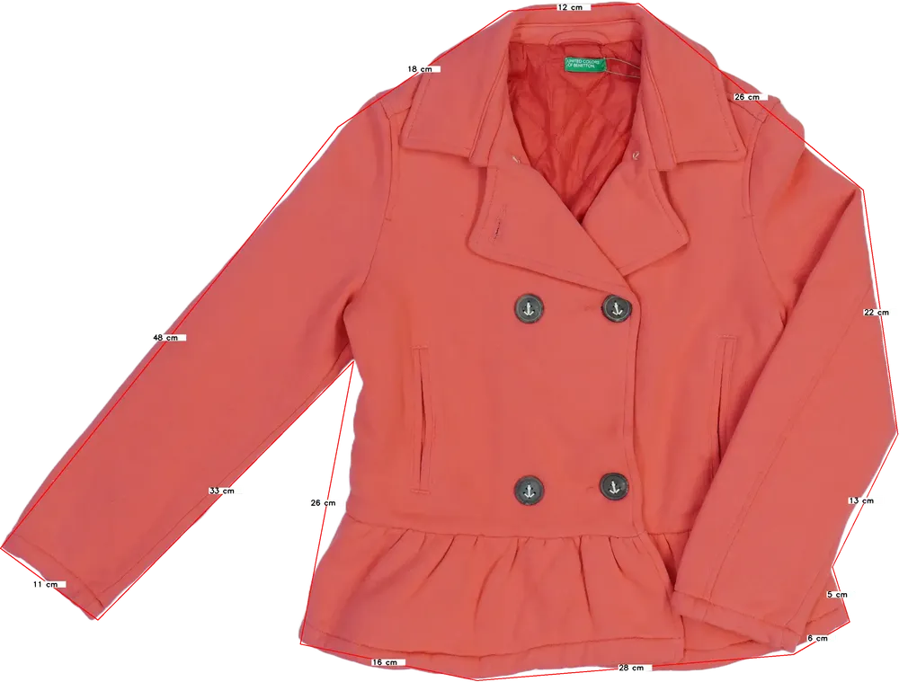 Rózsaszín Benetton Átmeneti kabát EU 152 / UK 12 év / US 12 év/L