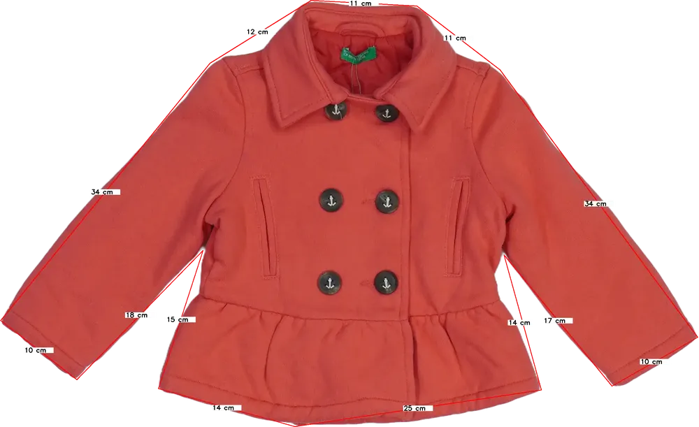 Rózsaszín Benetton Átmeneti kabát EU 98 / UK 3 év / US 3T