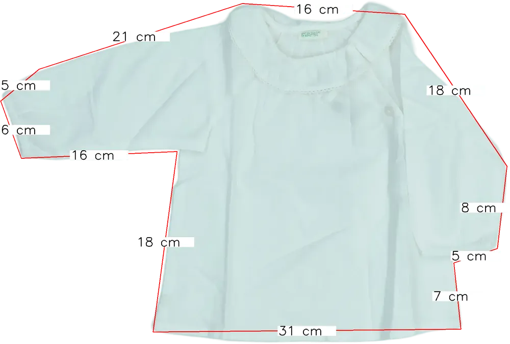 Fehér Benetton Blúz EU 74 / UK 6-9 hónap / US 6-9 hónap