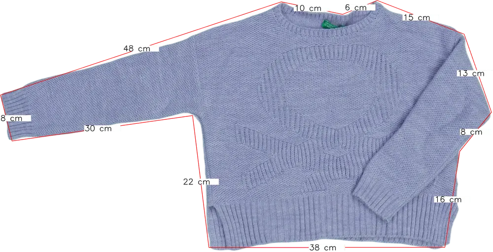 Lila Benetton Kötött pulcsi EU 122 / UK 7 év / US 7 év/M