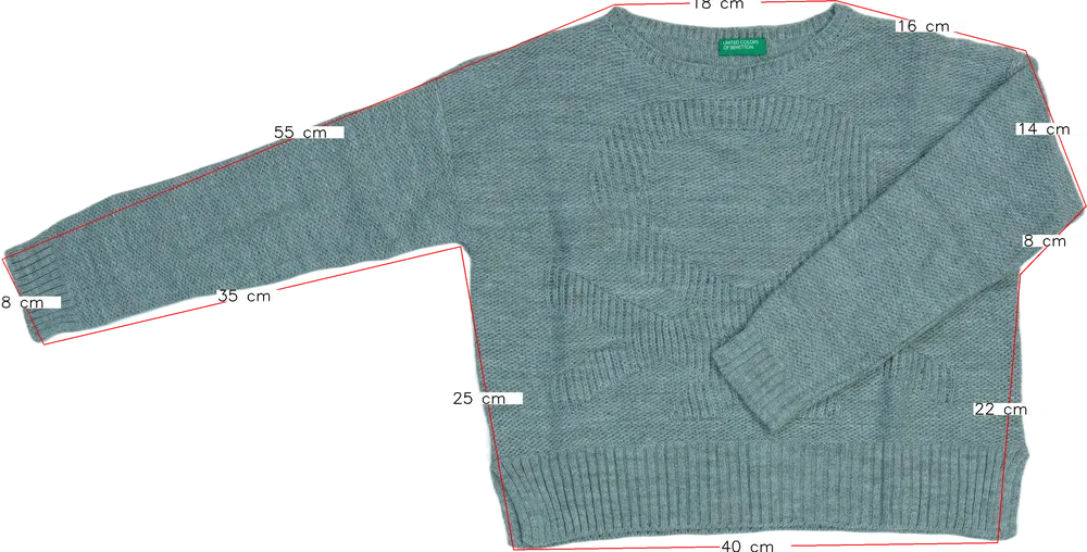 Szürke Benetton Kötött pulcsi EU 134 / UK 9 év / US 9 év/L