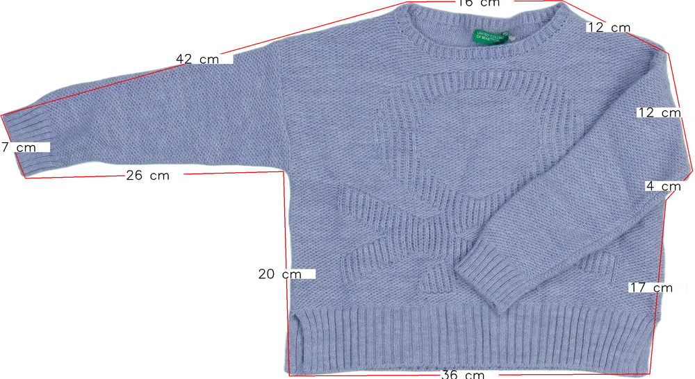 Lila Benetton Kötött pulcsi EU 110 / UK 5 év / US 5 év/XS