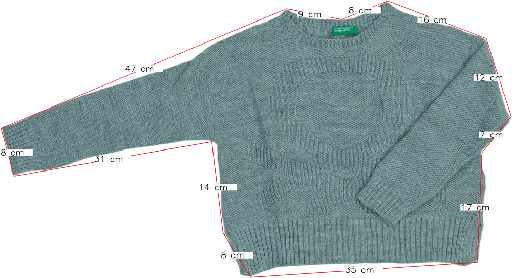 Szürke Benetton Kötött pulcsi EU 122 / UK 7 év / US 7 év/M