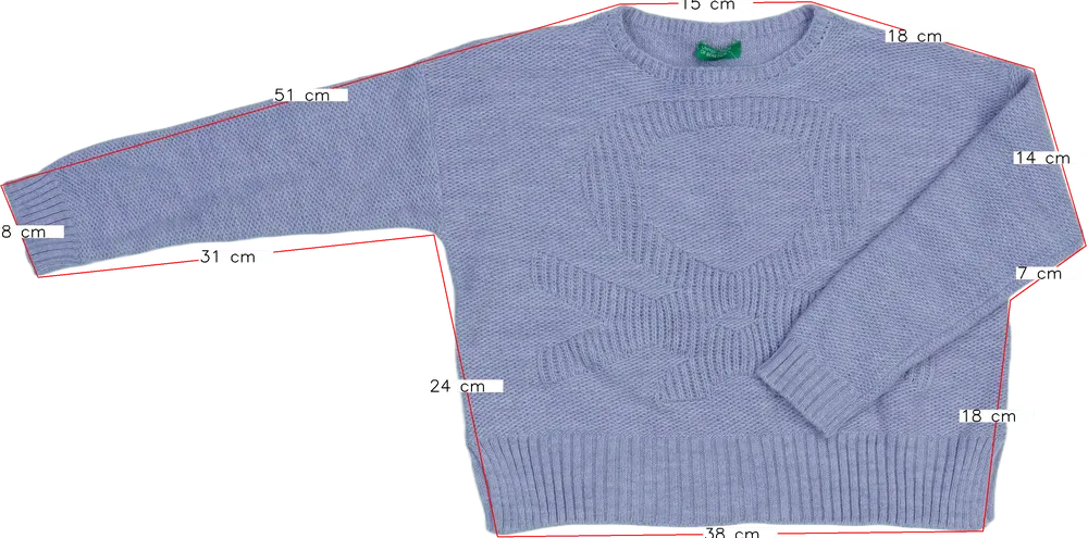 Lila Benetton Kötött pulcsi EU 128 / UK 8 év / US 8 év/M