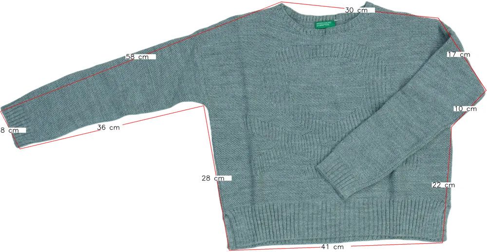 Szürke Benetton Kötött pulcsi EU 152 / UK 12 év / US 12 év/L