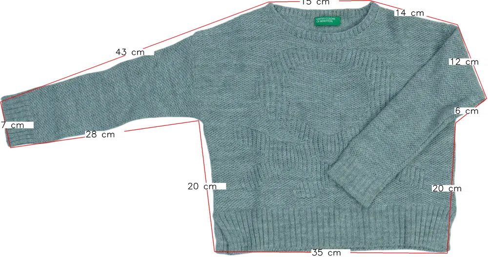 Szürke Benetton Kötött pulcsi EU 110 / UK 5 év / US 5 év/XS