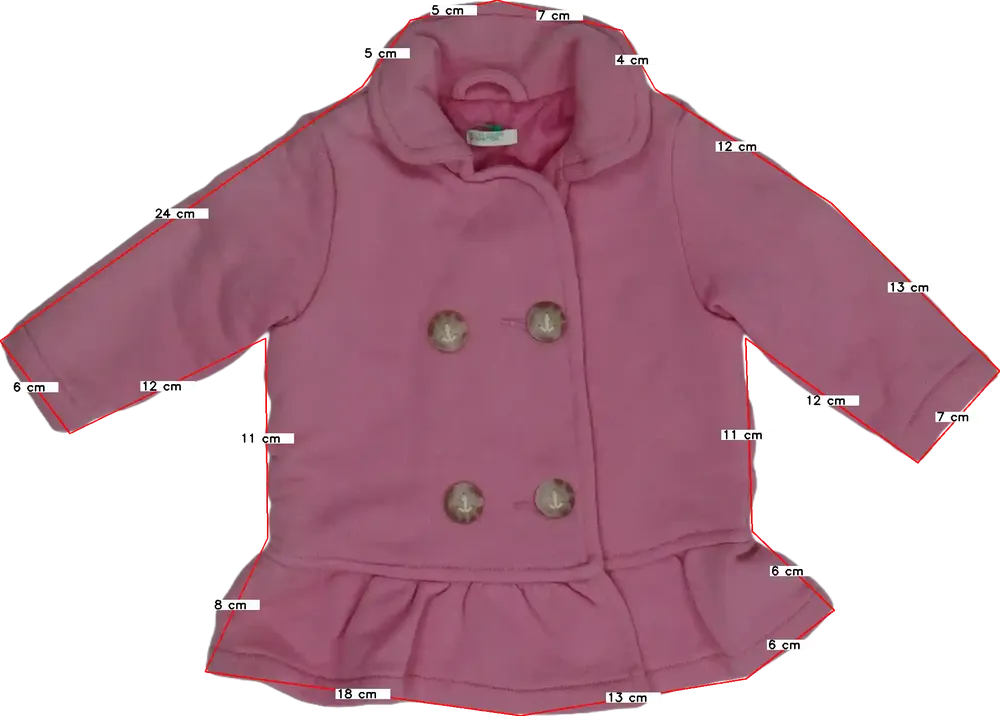 Rózsaszín Benetton Átmeneti kabát EU 68 / UK 3-6 hónap / US 3-6 hónap