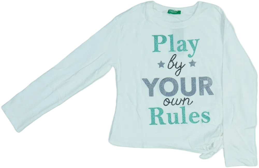 Fehér Benetton Hosszú ujjú felső EU 128 / UK 8 év / US 8 év/M