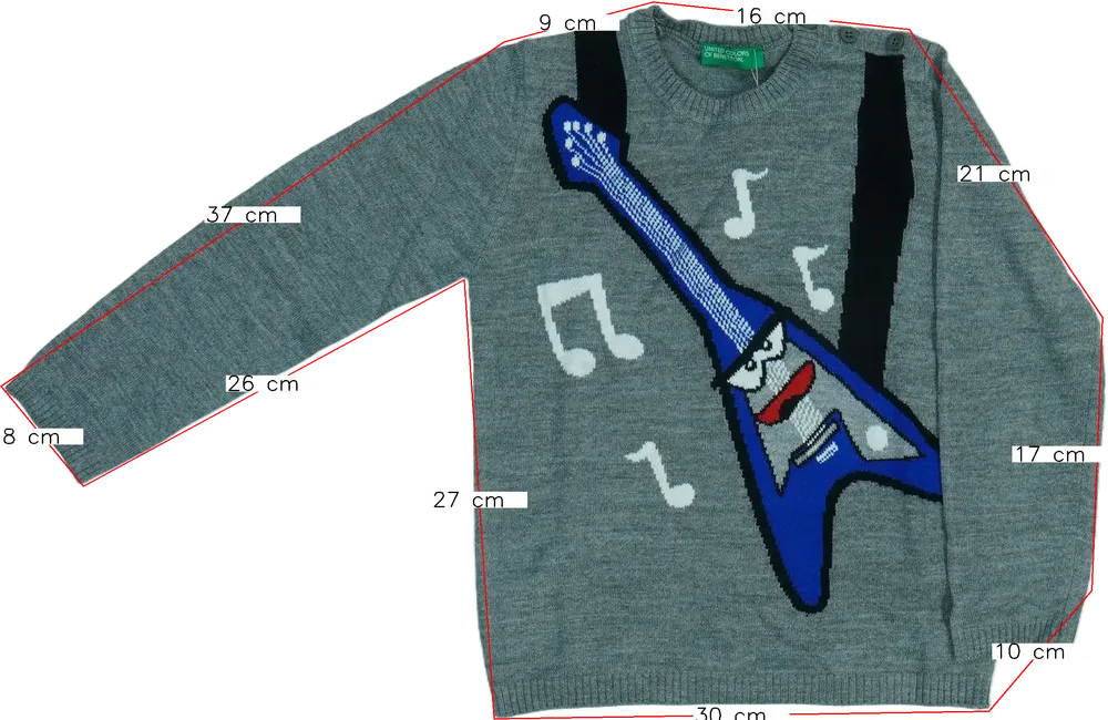 Szürke Benetton Kötött pulcsi EU 104 / UK 4 év / US 4T/XS