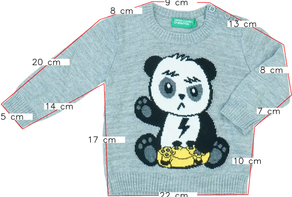 Szürke Benetton Kötött pulcsi EU 68 / UK 3-6 hónap / US 3-6 hónap