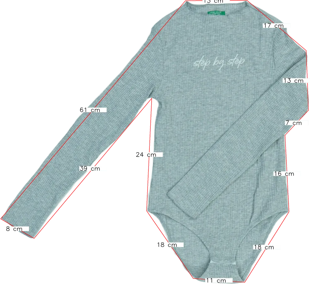 Szürke Benetton Hosszú ujjú body EU 134 / UK 9 év / US 9 év/L
