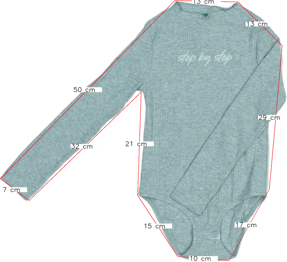 Szürke Benetton Hosszú ujjú body EU 122 / UK 7 év / US 7 év/M
