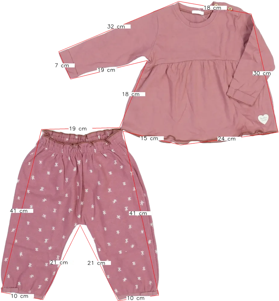 Rózsaszín Benetton 2 részes szett - Felsőruházat és nadrág EU 80 / UK 9-12 hónap / US 12 hónap