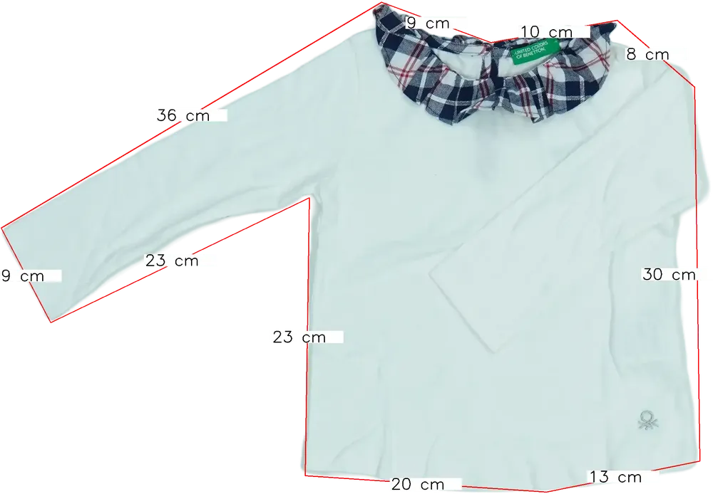 Fehér Benetton Hosszú ujjú felső EU 92 / UK 2 év / US 2T