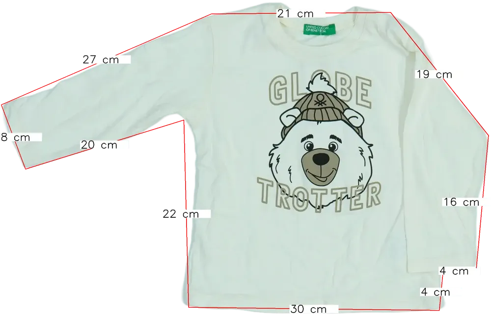 Fehér Benetton Hosszú ujjú felső EU 86 / UK 12-18 hónap / US 18 hónap