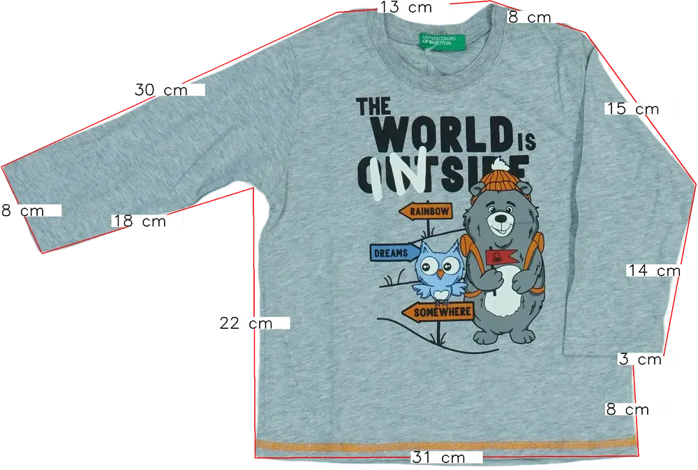 Szürke Benetton Hosszú ujjú felső EU 80 / UK 9-12 hónap / US 12 hónap