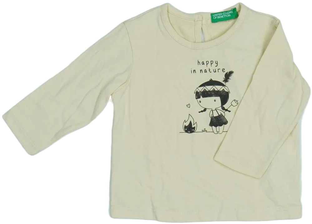 Fehér Benetton Hosszú ujjú felső EU 68 / UK 3-6 hónap / US 3-6 hónap