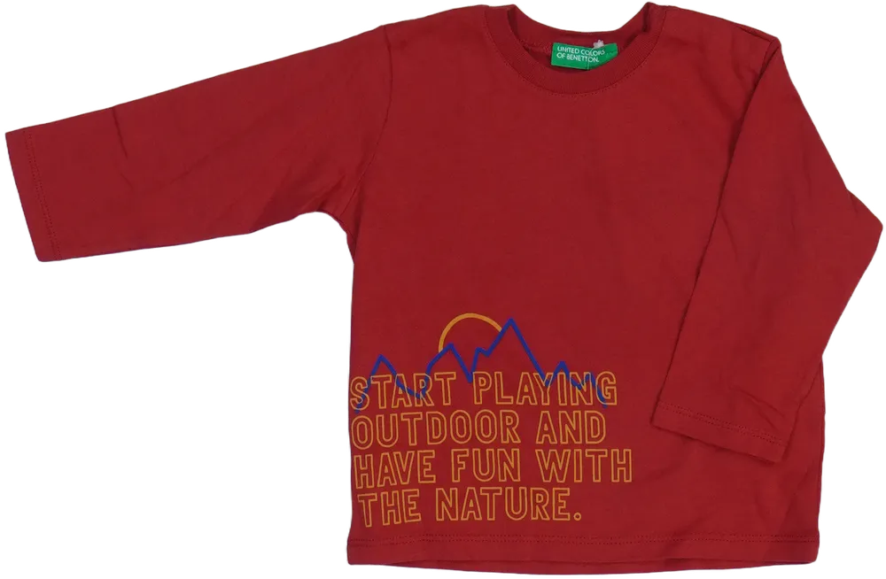 Piros Benetton Hosszú ujjú felső EU 74 / UK 6-9 hónap / US 6-9 hónap