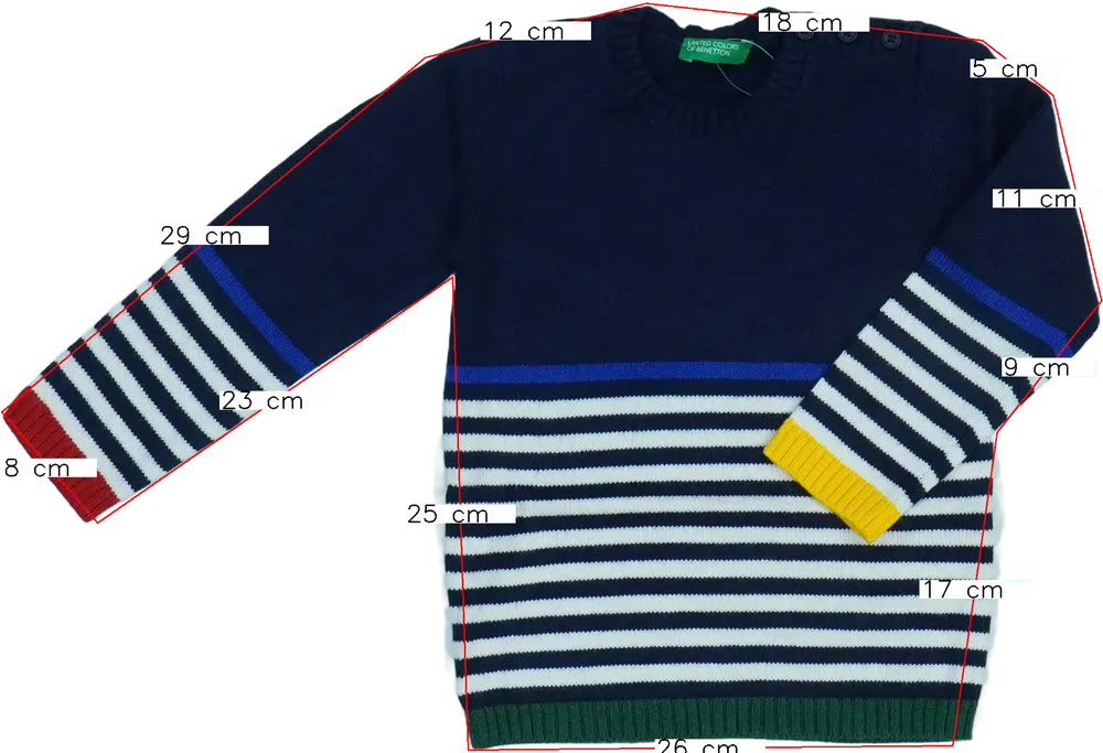 Többszínű Benetton Kötött pulcsi EU 92 / UK 2 év / US 2T