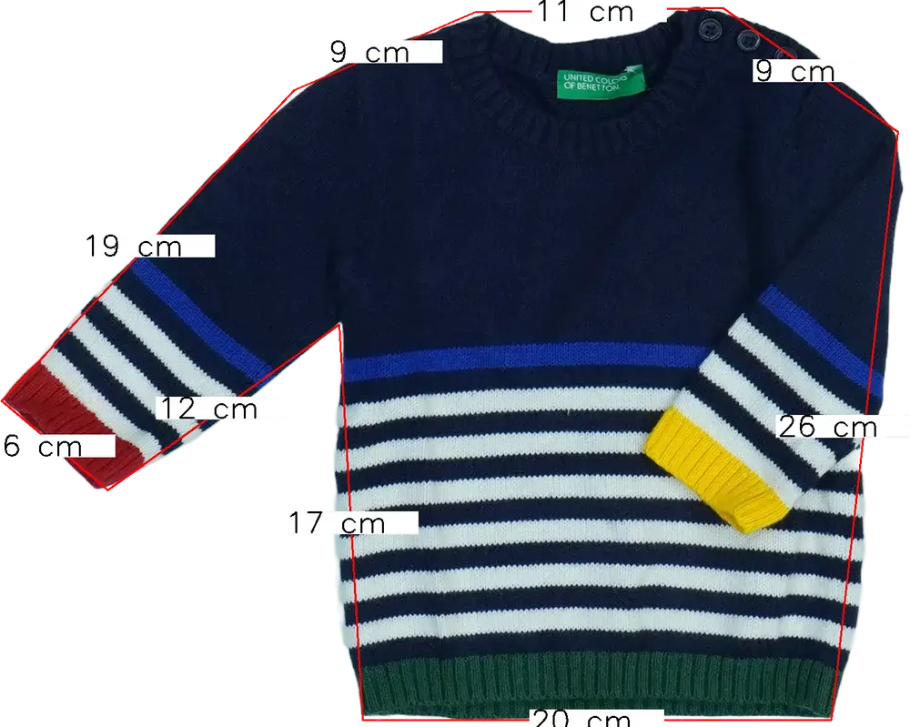 Többszínű Benetton Kötött pulcsi EU 68 / UK 3-6 hónap / US 3-6 hónap