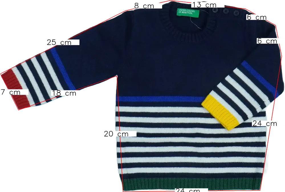 Többszínű Benetton Kötött pulcsi EU 74 / UK 6-9 hónap / US 6-9 hónap