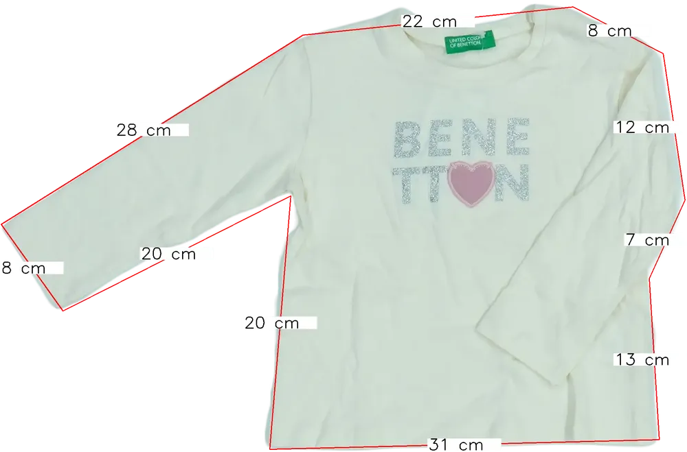 Fehér Benetton Hosszú ujjú felső EU 86 / UK 12-18 hónap / US 18 hónap