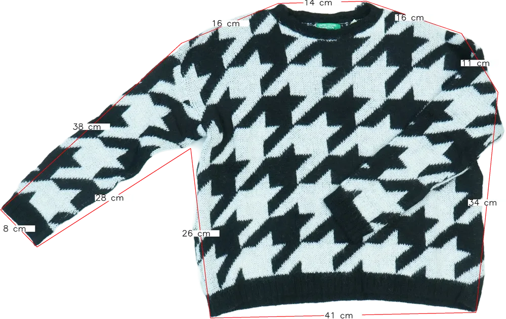 Fehér Benetton Pulóver EU 128 / UK 8 év / US 8 év/M