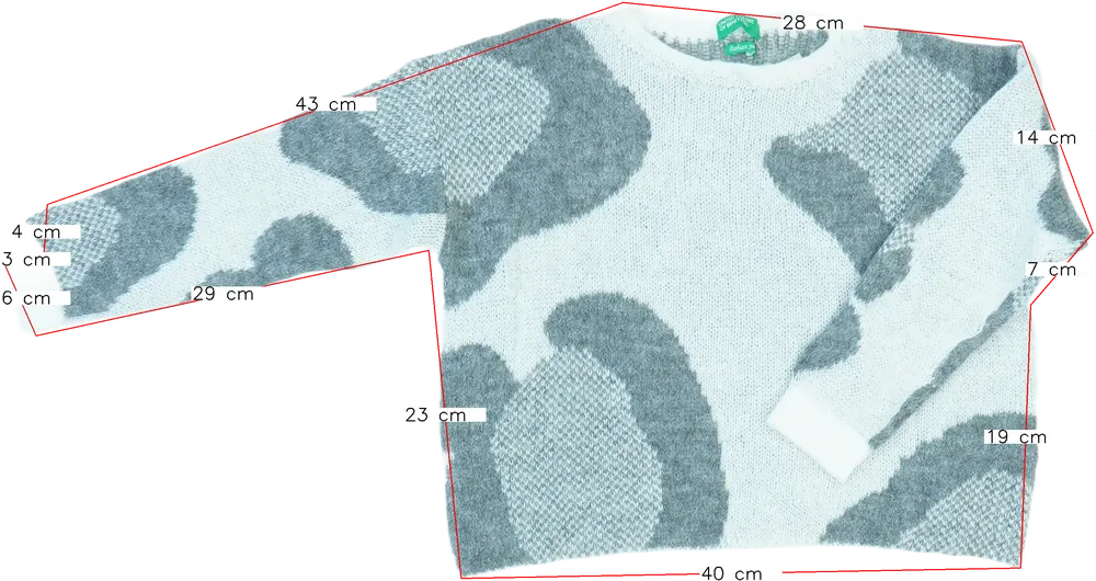 Fehér Benetton Kötött pulcsi EU 122 / UK 7 év / US 7 év/M