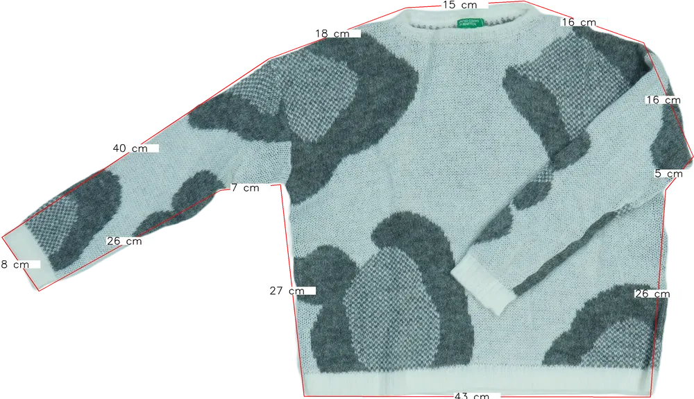 Fehér Benetton Kötött pulcsi EU 134 / UK 9 év / US 9 év/L