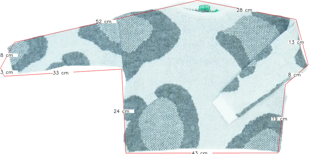 Fehér Benetton Kötött pulcsi EU 128 / UK 8 év / US 8 év/M