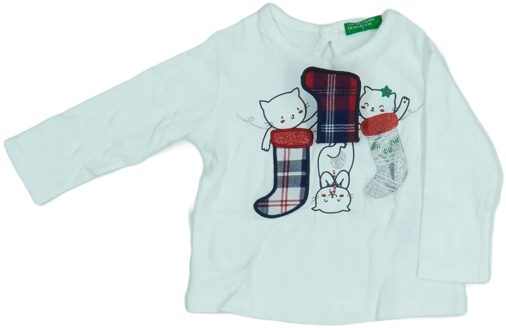 Fehér Benetton Hosszú ujjú felső EU 74 / UK 6-9 hónap / US 6-9 hónap