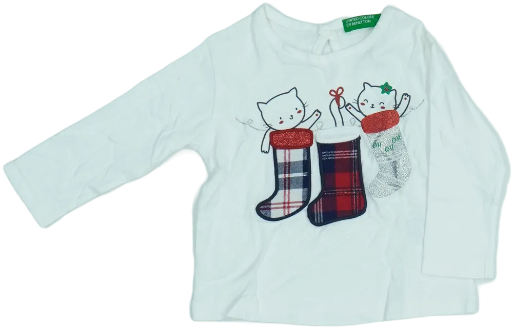 Fehér Benetton Hosszú ujjú felső EU 74 / UK 6-9 hónap / US 6-9 hónap