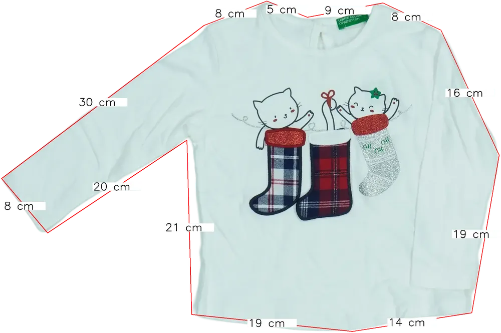 Fehér Benetton Hosszú ujjú felső EU 92 / UK 2 év / US 2T