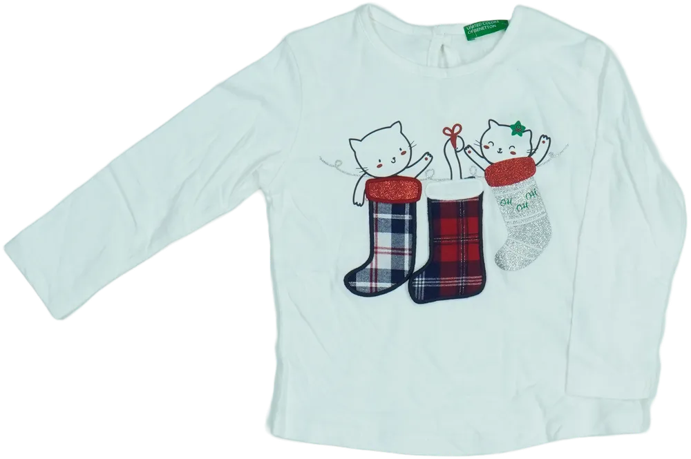 Fehér Benetton Hosszú ujjú felső EU 92 / UK 2 év / US 2T