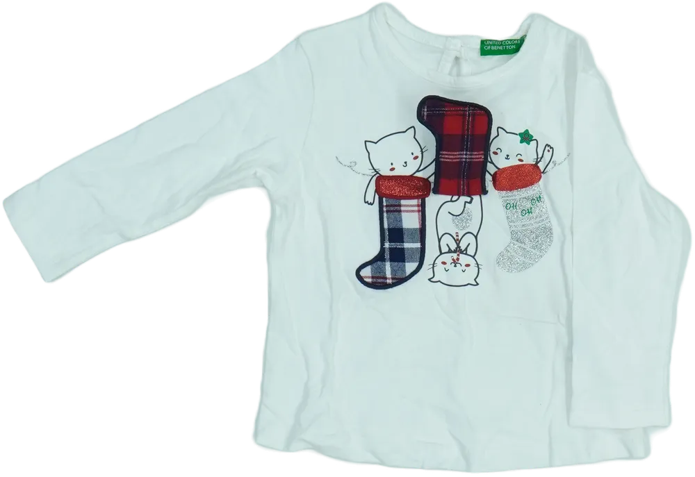 Fehér Benetton Hosszú ujjú felső EU 86 / UK 12-18 hónap / US 18 hónap