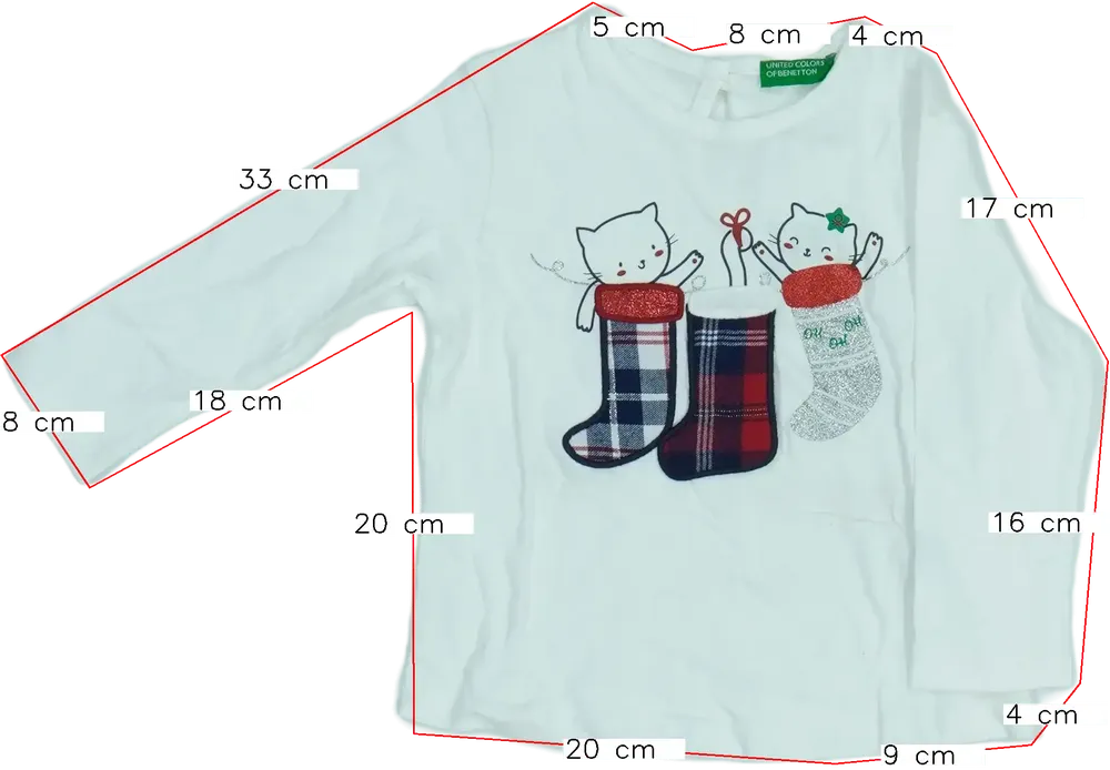 Fehér Benetton Hosszú ujjú felső EU 86 / UK 12-18 hónap / US 18 hónap