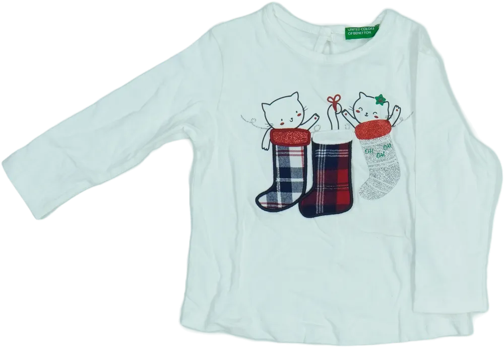 Fehér Benetton Hosszú ujjú felső EU 86 / UK 12-18 hónap / US 18 hónap