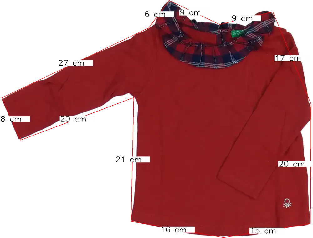 Piros Benetton Hosszú ujjú felső EU 86 / UK 12-18 hónap / US 18 hónap