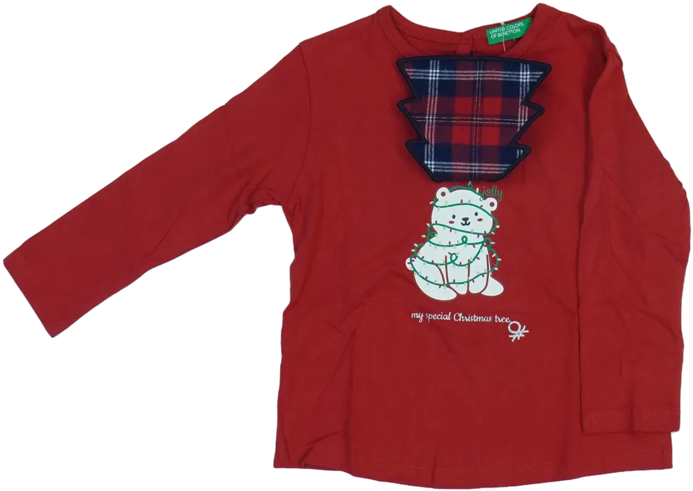 Piros Benetton Hosszú ujjú felső EU 92 / UK 2 év / US 2T